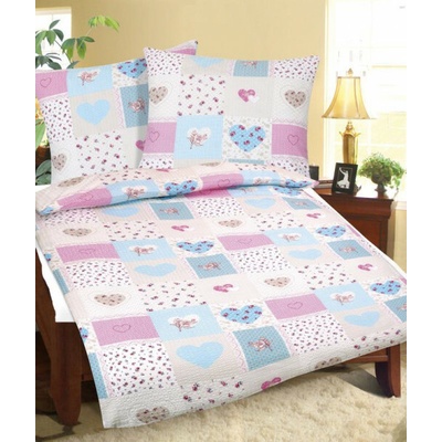Bellatex obliečky bavlněné Růžové srdce 140x200 70x90