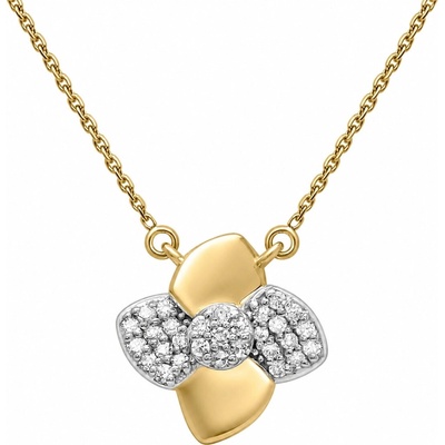 Šperky eshop Diamantový náhrdelník 14K s květem z kombinovaného zlata S6BT600.43