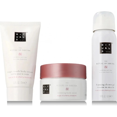 RITUALS Trial Set Sakura sprchový gel The Ritual of Sakura 50 ml +Vyrovnávací tělový krém The Ritual of Sakura 70 ml +tělový peeling The Ritual of Sakura 125 g dárková sada