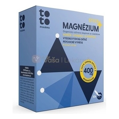 Toto Magnézium Stick+ 400 mg s práškom citrón 30 vrecúšok