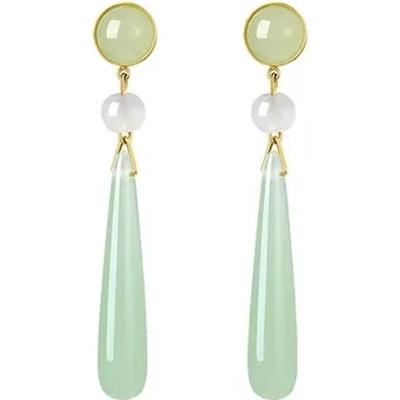 JAY Elegantní nefritové náušnice s klipsem Linlin JAY-9198-ZS56087 Zelená