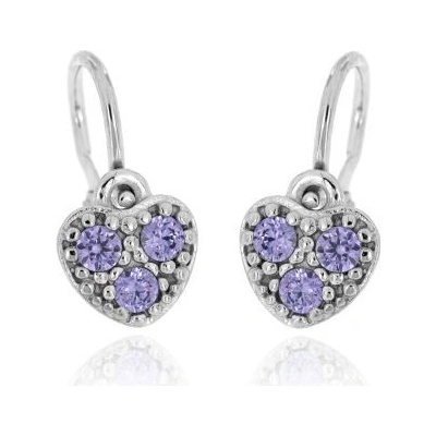 Zlatnictví U Kostela zlaté náušnice pro miminko fialová srdíčka 46807F