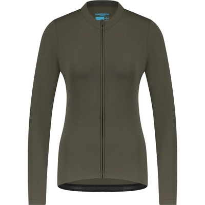 Shimano Дамска фланелка с дълъг ръкав за колоездене Shimano Women's Kaede Thermal Long Sleeve Cycling jersey - Moss Green - размер XXL (156-2761-0215)