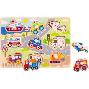 Tooky Toy Дървена дъска Tooky Toy Превозни средства TY860, 18м+