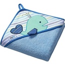 BabyOno Osuška s kapucňou - froté 100x100 (Veľryba) - Modrá