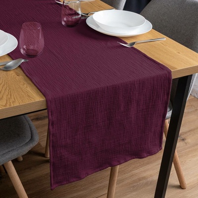 Biante Mušelínový běhoun MSN-044 Burgundská vínová 35x180 cm
