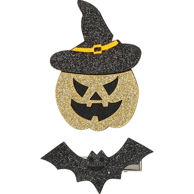 Souza! - Sponky do vlasů Willa – halloweenská dýně a netopýr – 2 ks