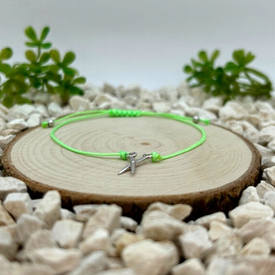 Certom Provázkový náramek se stříbrnými nůžkami a jemnými stříbrnými korálky 0057