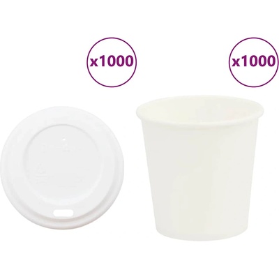 vidaXL Хартиени чаши за кафе с капаци 1000 бр. 100 мл (3325215)