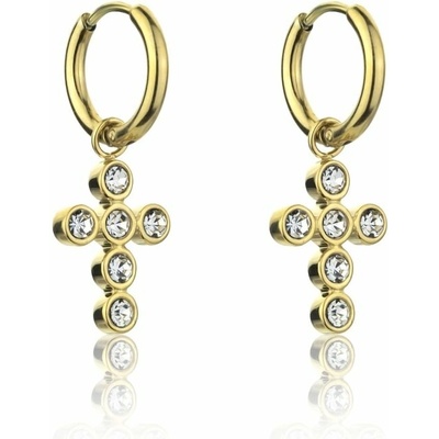 Marc Malone Pozlátené náušnice s krížikmi s čírymi zirkónmi MCE23121G