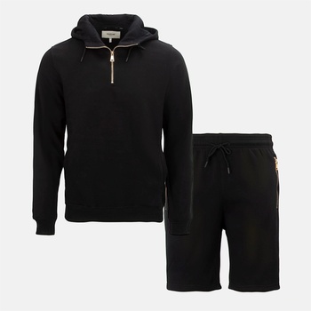 Firetrap Мъжки екип Firetrap Hood Shirt and short Set Mens - Black