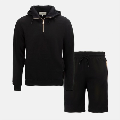 Firetrap Мъжки екип Firetrap Hood Shirt and short Set Mens - Black