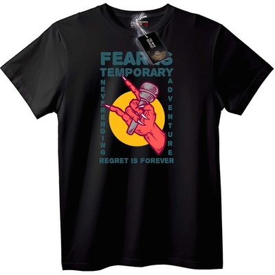 NOONEBRAND Тениска Страх за Момент, Съжаление Завинаги - 3XL, Black