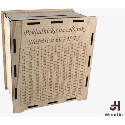 Woodenfuture Dřevěná pokladnička s vlastním motivem – Zboží Dáma