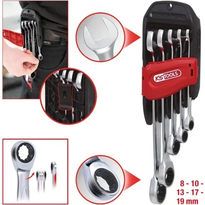 KS Tools Súprava prstencových kľúčov s račňou 5 ks 8-19mm 503.4255