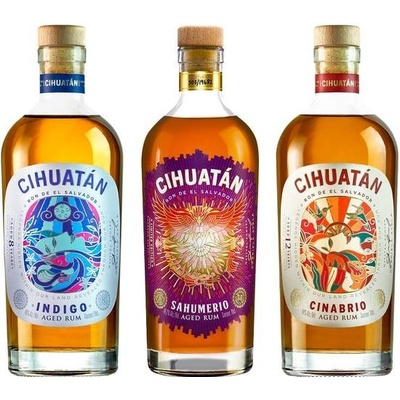 Cihuatán Indigo 8y 40% 0,7 l a Cihuatán Sahumerio 45,2% 0,7 l a Cihuatán Cinabrio 12y 40% 0,7 l (set)