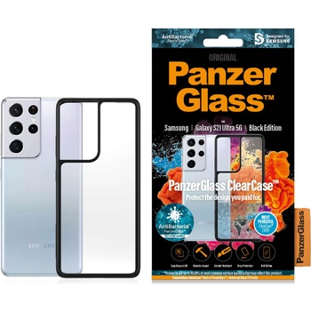 Panzer Гръб PanzerGlass за Samsung Galaxy S21 Ultra AntiBacterial - Черна рамка, 118279