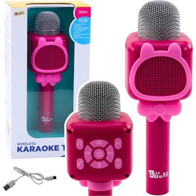 Bezdrôtový bluetooth karaoke mikrofón s meničiom hlasu ružový