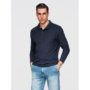 Ombre Clothing Мъжка тениска BASIC с дълъг ръкав и поло яка - тъмно синя V3 OM-POBL-0162 Ombre Clothing Ombre Clothing | Sin | МЪЖЕ | XL