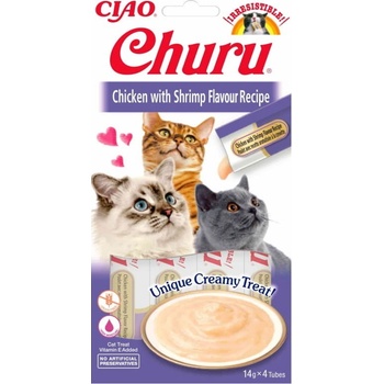 INABA Cat Churu Pyré kura s krevetami 4 x 14 g
