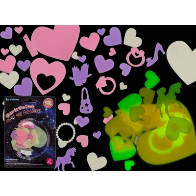 Fluorescenčné nálepky Hearts & Accessories 21ks