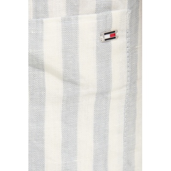 Tommy Hilfiger Ленен къс панталон Tommy Hilfiger в бяло с десен с висока талия WW0WW45773 (WW0WW45773)