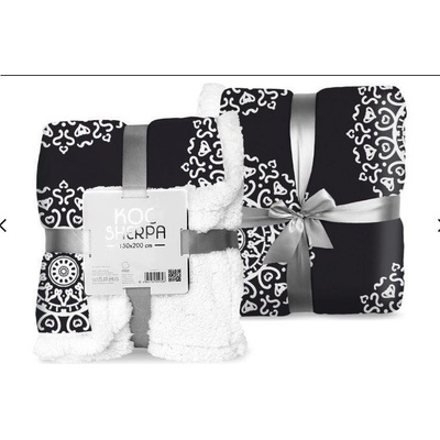 Faro Fleece deka s beránkem ornamenty černá 150x200