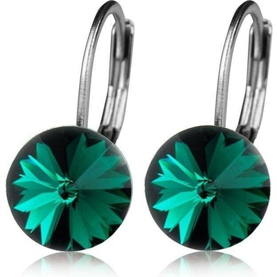 Nubis ocelové náušnice s krystaly Swarovski emerald NBS08-EM