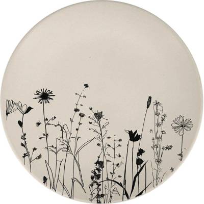 Clay Keramický dezertní talíř Cream Garden 20cm, smetanová/černá