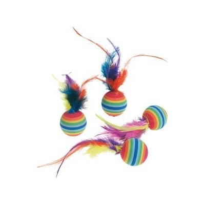 Karlie-Flamingo CATNIP dúhové loptičky s perím priem. 3 cm