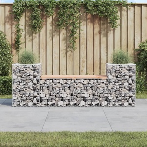 vidaXL Градинска пейка габион 183x41x60, 5 см дугласко дърво масив (834388)