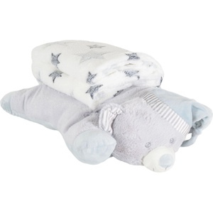 Cangaroo Бебешко одеяло с възглавница Cangaroo - Sleepy Bear, 90 х 75 cm, сиво (111961) - ozone