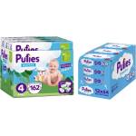 pufies Бебешки пелени Pufies Fashion & Nature - Размер 4, 9-14 kg, 162 броя + мокри кърпи Pufies Clean Care, 12 х 64 броя (3800024036002+13800024027540) - baby
