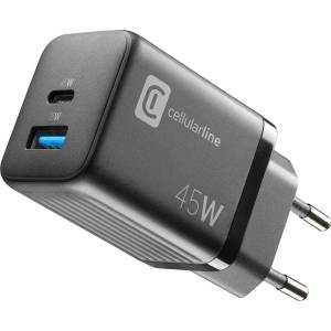 Cellularline Зарядно 220V PD GaN USB, USB-C 45W