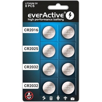 everActive CR2016/CR2025/CR2032 8ks CRMIX8BL