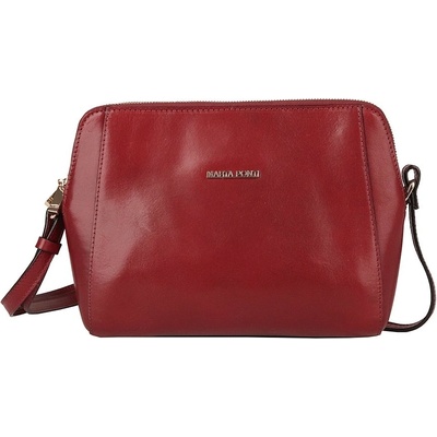 Marta Ponti Dvouoddílová luxusní tmavědámská kožená crossbody kabelka A19 červená