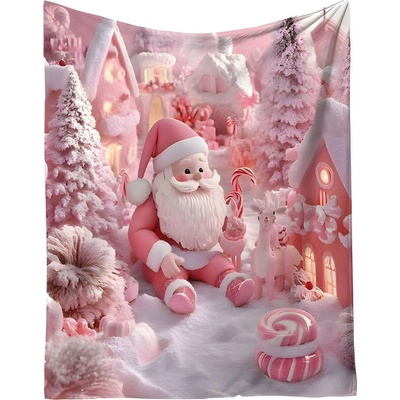 Excellent Mikroplyšová hřejivá deka Růžový Santa 150x200