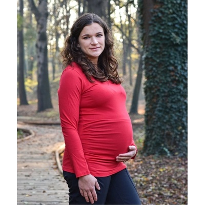 Jožánek Johanka těhotenské tričko dlouhý rukáv červená