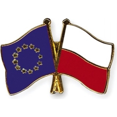 Odznak (pins) vlajka Európska únia (EÚ) + Poľsko - farebný