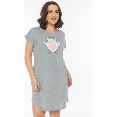 Макси нощница в светлосиво на точки със сова