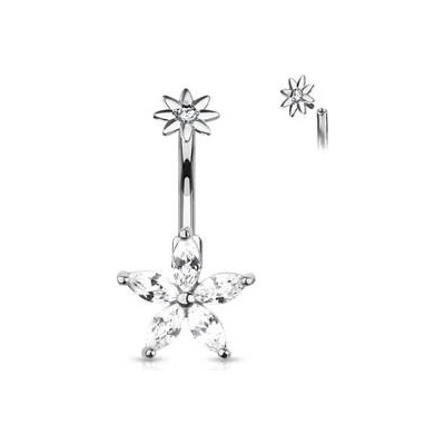 Šperky4U piercing do pupíku kytička čiré zirkony WP0042-C