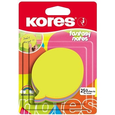 Kores Neónové bločky 70x70mm tvar bubliny / 250 lístkov, mix 5 farieb (48707)