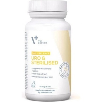 VetFood Uro & Sterilised - предназначен за котки и кучета от малки породи като ежедневна подкрепа за функционирането на пикочните пътища, 30 капсули - Vet Expert Полша