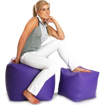 Ecopuf Taburetka - CUBE - L ekokoža E7 - Fialová