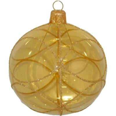 ORNEX Guľa sklenená zlatá linky 80 mm