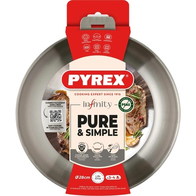 Pánev Pyrex Infinity 28 cm z nerezu s odnímatelnou rukojetí