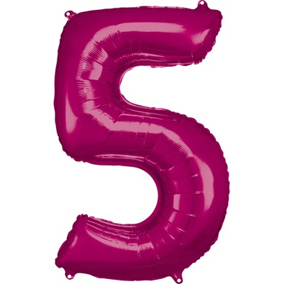 Amscan Балон фолиев число 5 за рожден ден розов 86 см