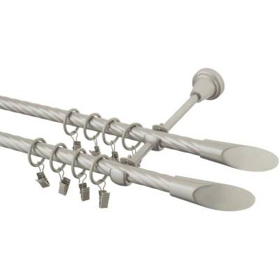 GARNÝŽE-HEBR Garnýž kroucená Piza double chrom mat dvojitá 170 cm