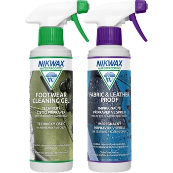 Nikwax 2 бр. комплект от двойни спрейове за тъкани и кожа / гел за почистване на обувки 300 мл (0179P01)