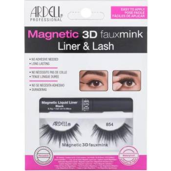 Ardell Magnetic 3D Faux Mink 854 комплект: изкуствени мигли Magnetic 3D Fauxmink 854 1 бр + магнитна течна очна линия Magnetic Liquid Liner 2, 5 g Black